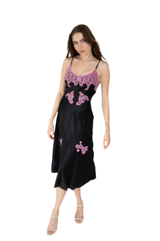 Vintage Midi Silk Dress S/M