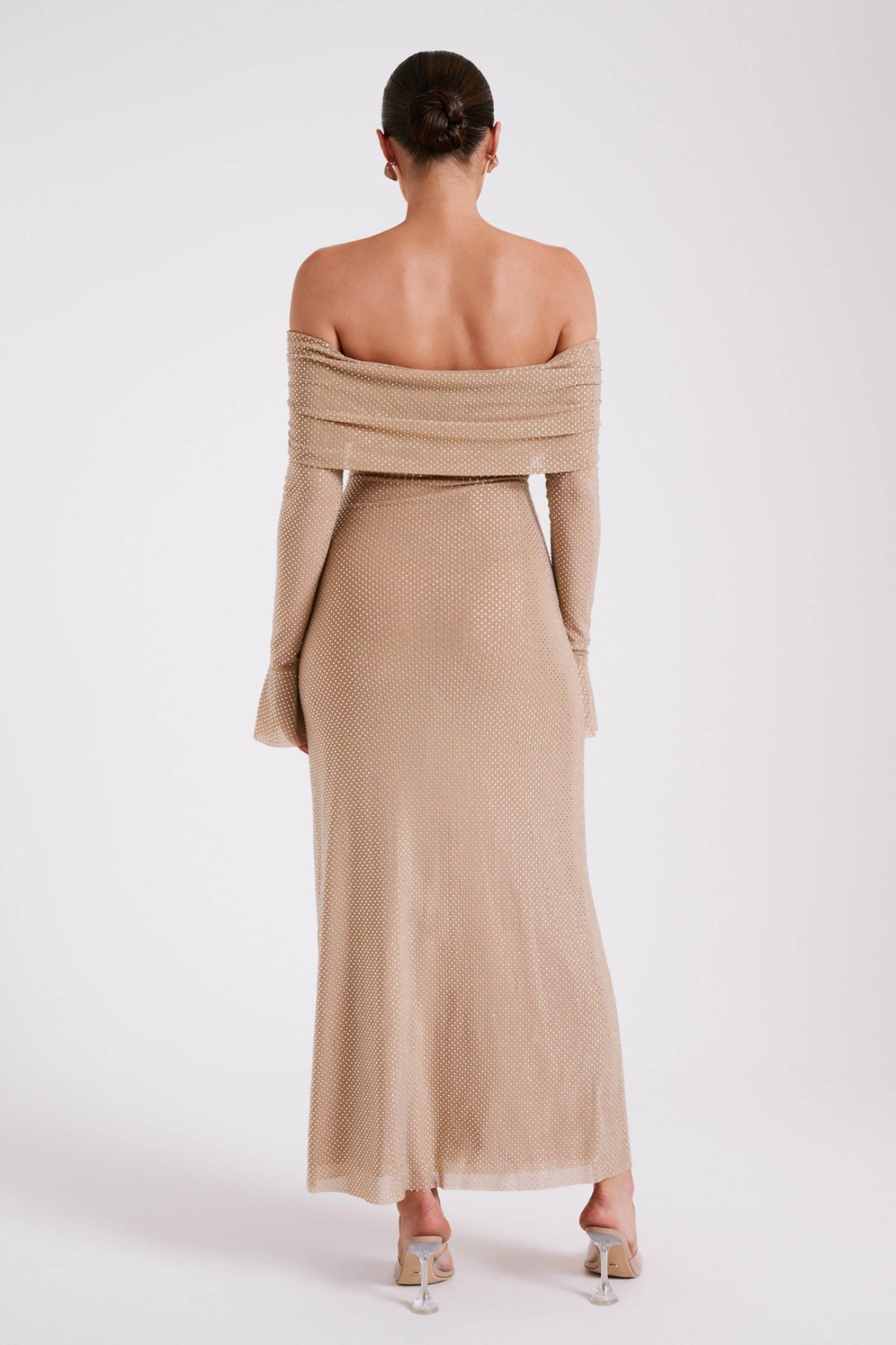 Meshki Marcel Off Shoulder Diamante Maxi Dress L