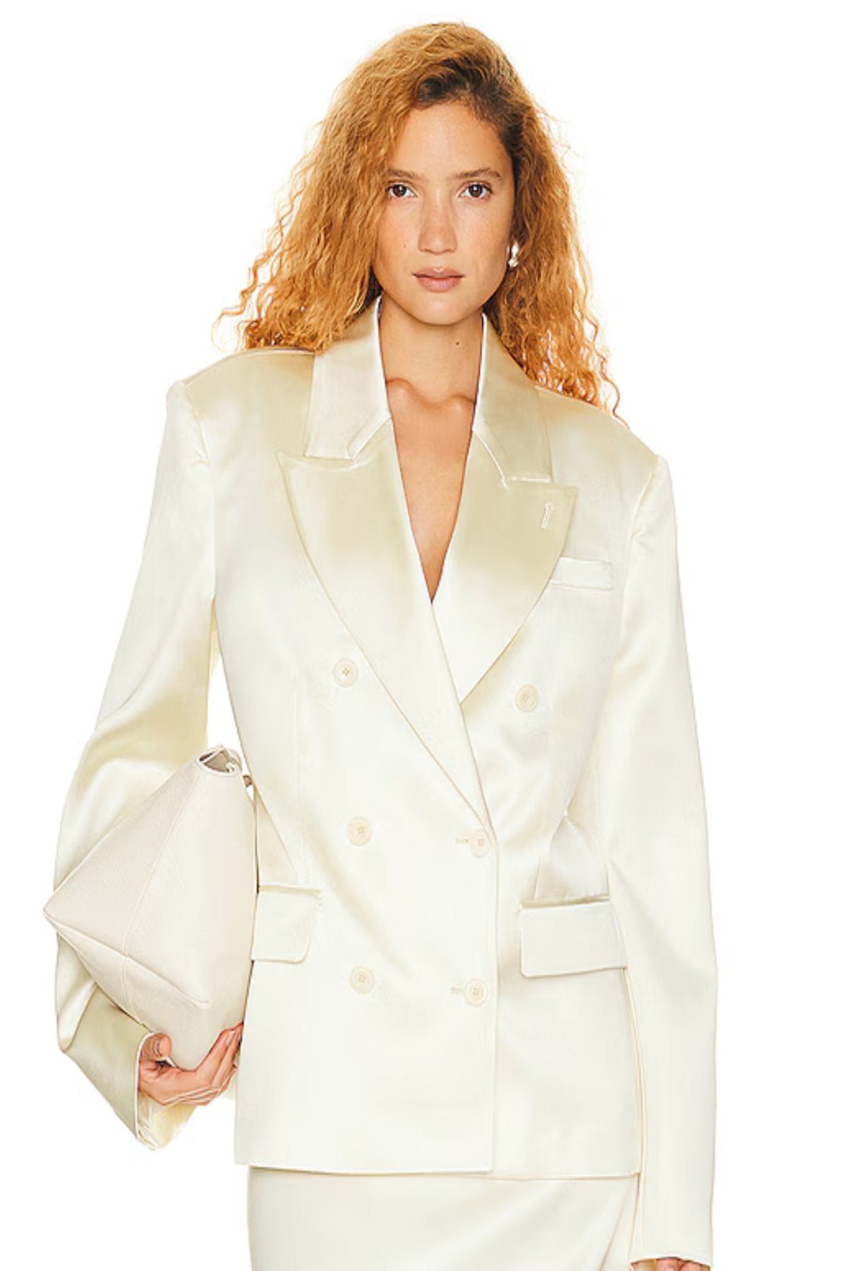 Helsa Heavy Satin Double Breasted Jacket S/M