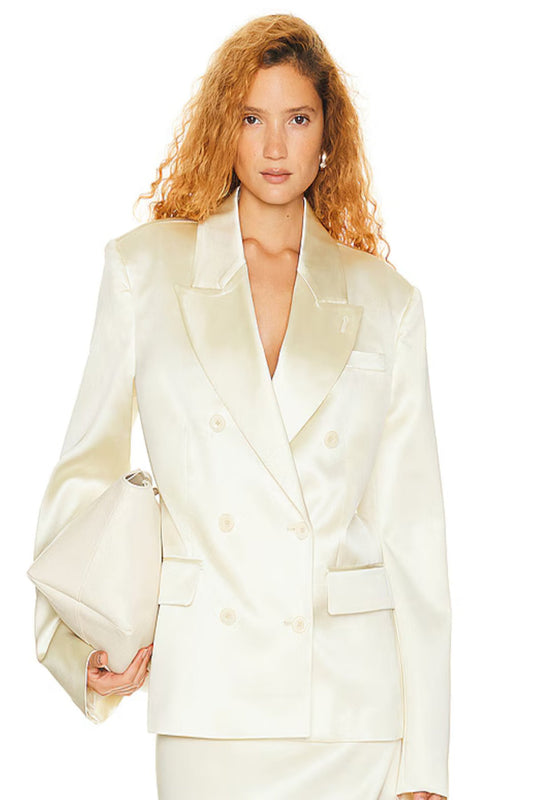 Helsa Heavy Satin Double Breasted Jacket S/M