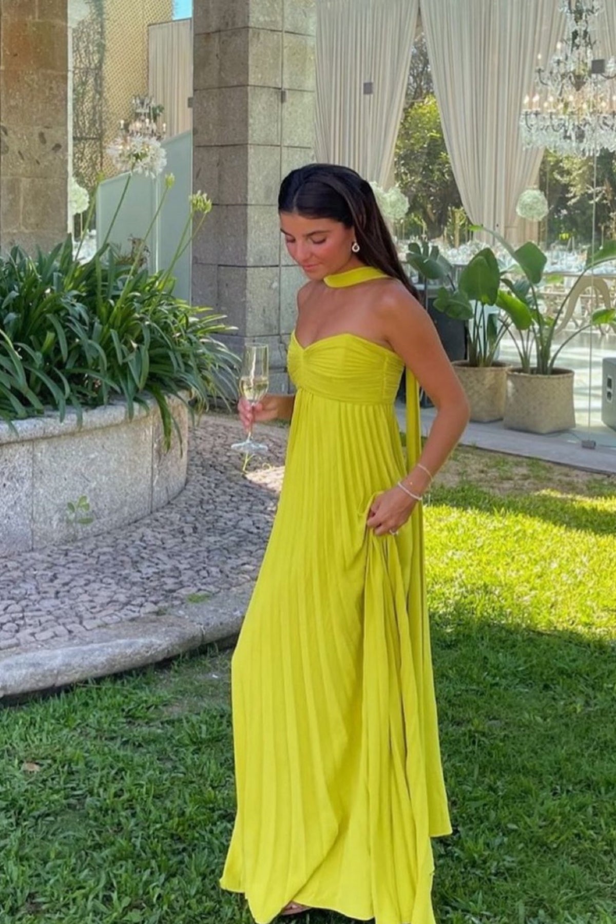 Delfi Collective Daphne Dress Chartreuse L