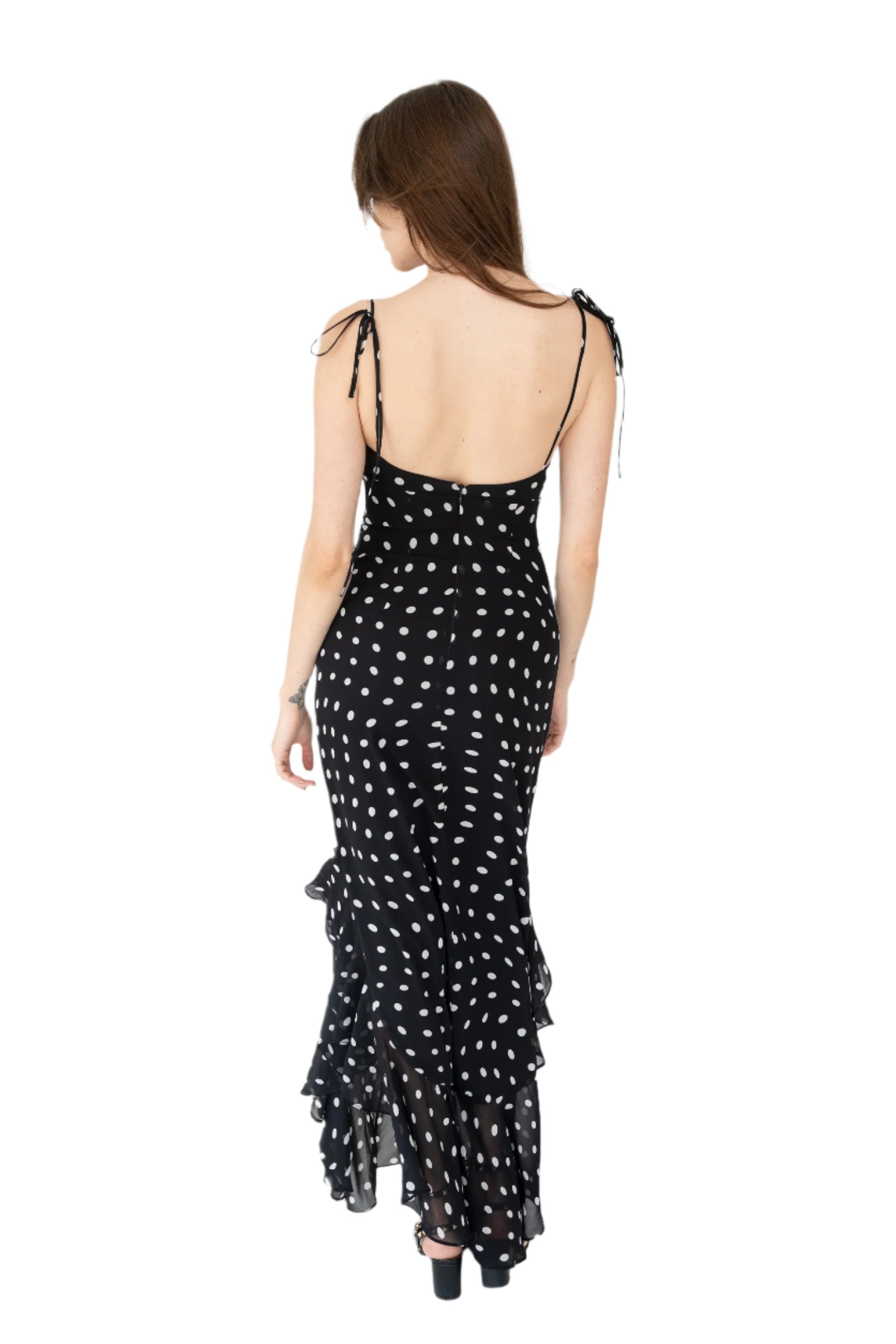 giulia maxi dress in black and cream lpa Rent LPA Black Dress UK 8